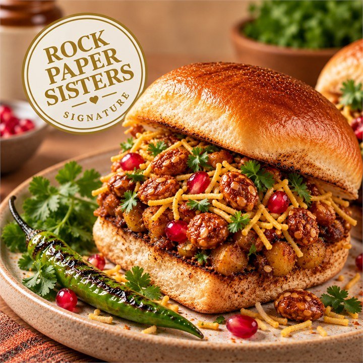Drama Queen Dabeli with spicy coriander and jaggery peanuts