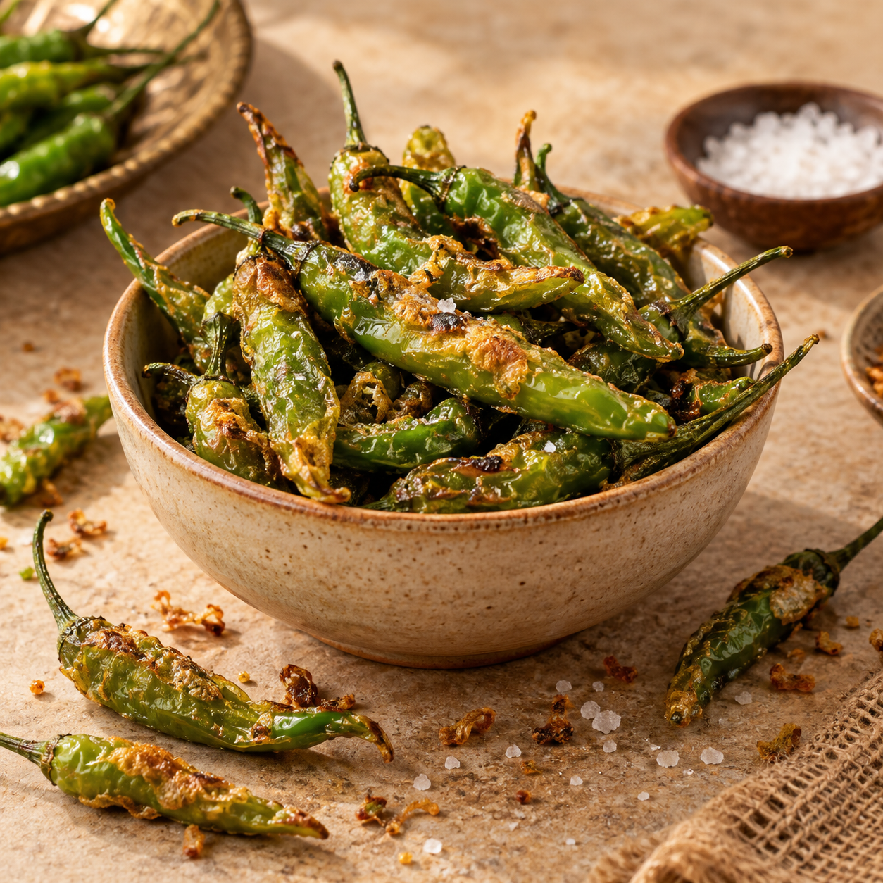 Crispy fried green chillies