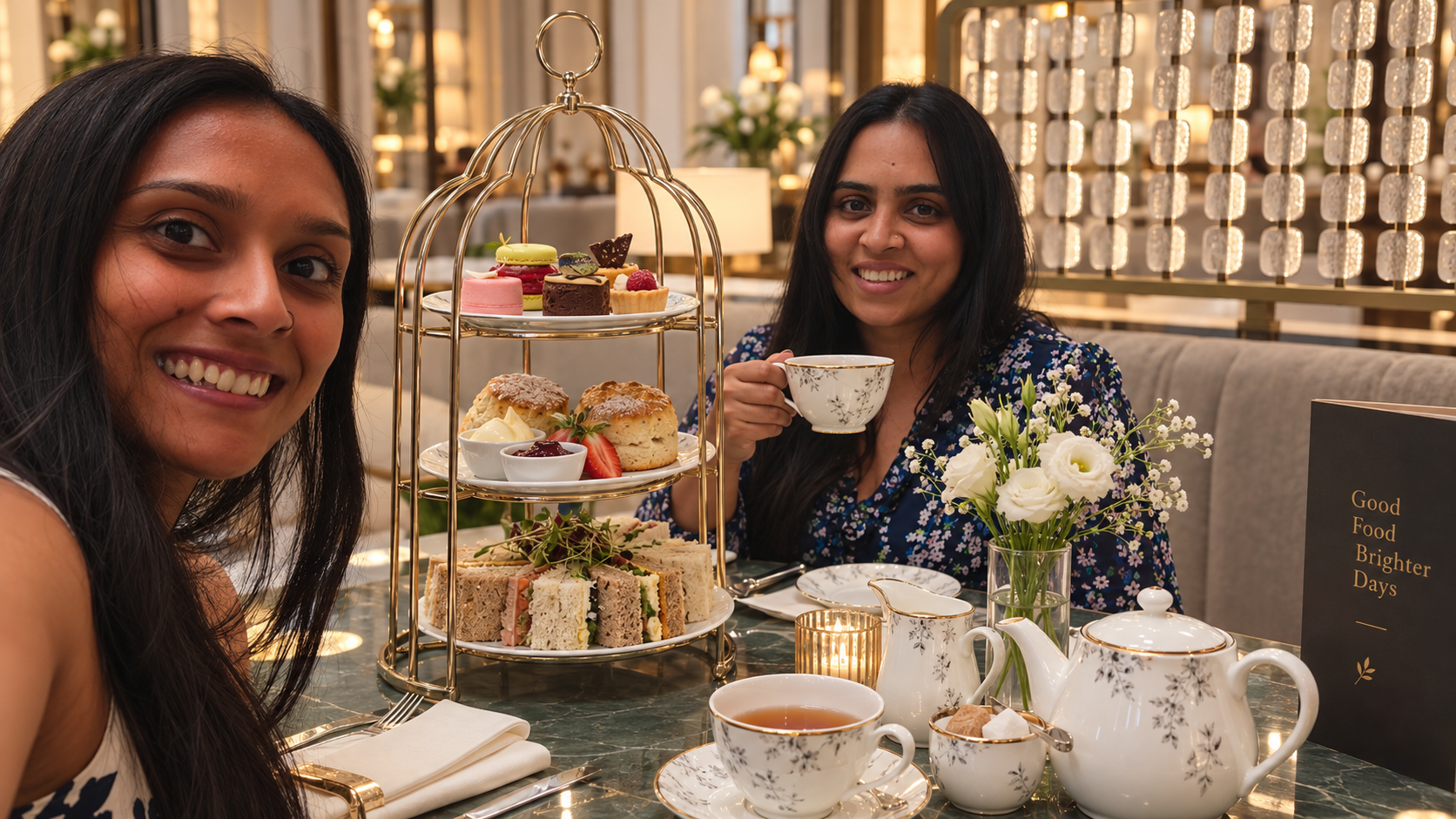 The Rock Paper Sisters sisters enjoying afternoon tea together